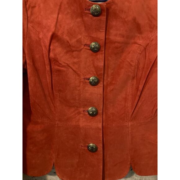 Norm Thompson Jacket Womens Large Leather Rust Orange Satin Lined Scalloped Edge - Picture 6 of 13